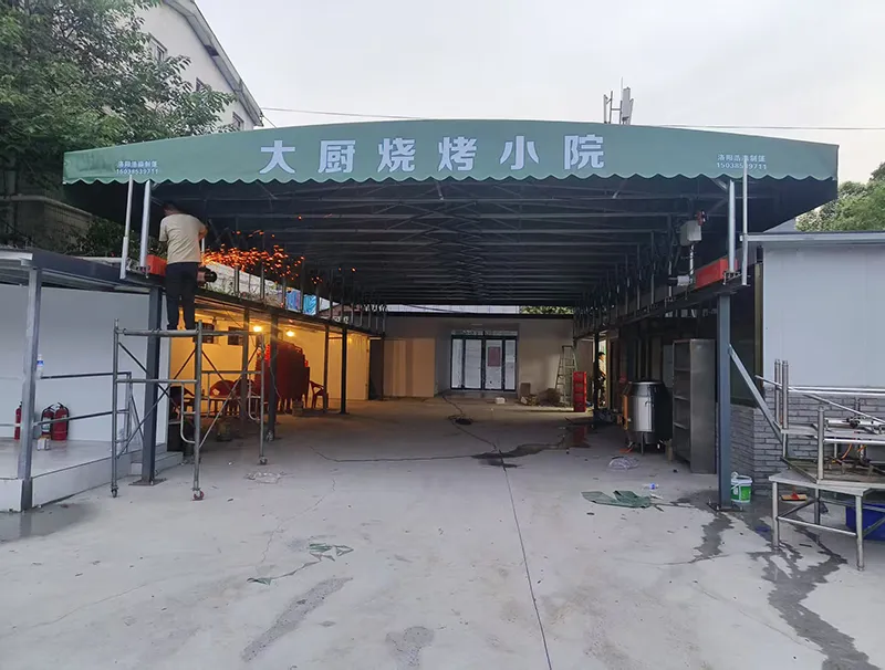 烧烤电动篷安装现场